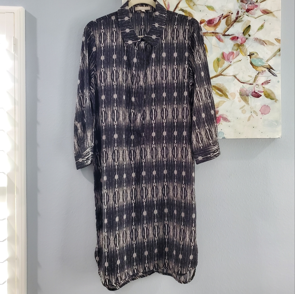 Joan Vass New York Womens black and white shirt dress, size L